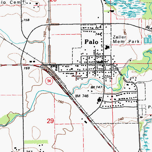 Topographic Map of City of Palo, IA