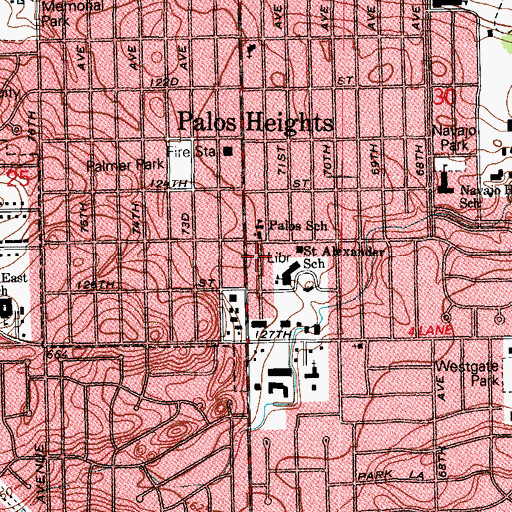 Topographic Map of City of Palos Heights, IL