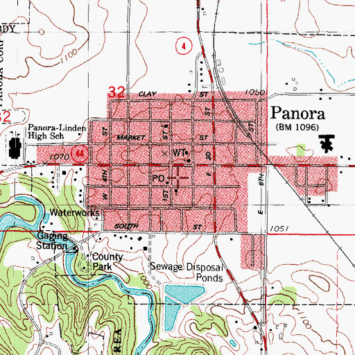 Topographic Map of City of Panora, IA