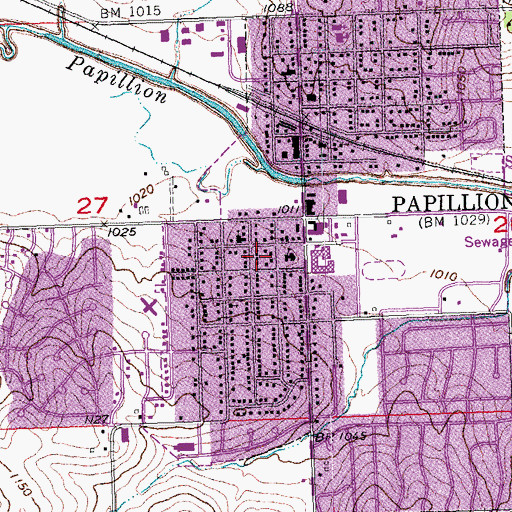 Topographic Map of City of Papillion, NE