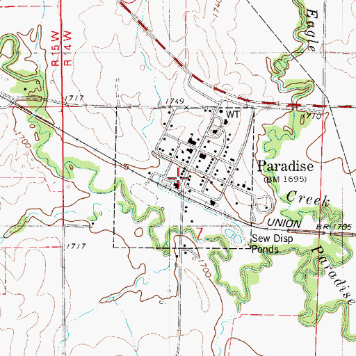 Topographic Map of City of Paradise, KS
