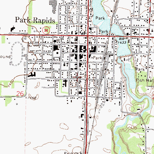 Topographic Map of City of Park Rapids, MN