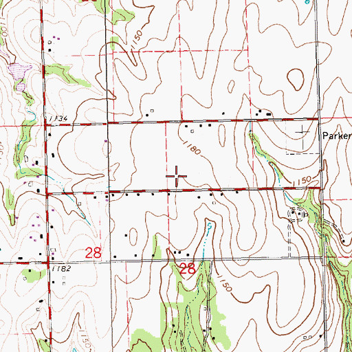 Topographic Map of City of Parkerfield, KS