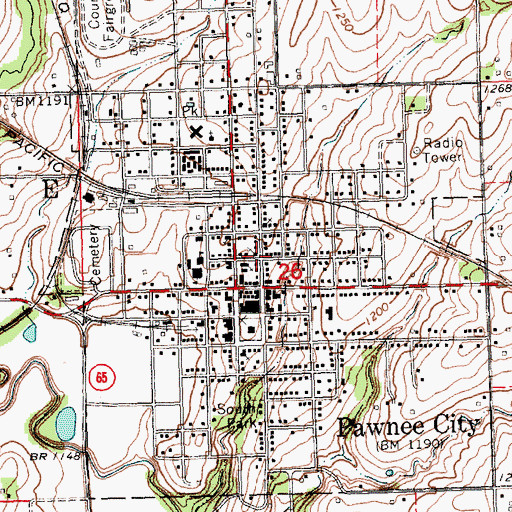Topographic Map of City of Pawnee City, NE