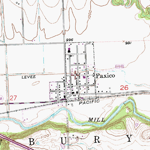 Topographic Map of City of Paxico, KS