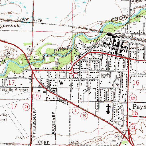 Topographic Map of City of Paynesville, MN