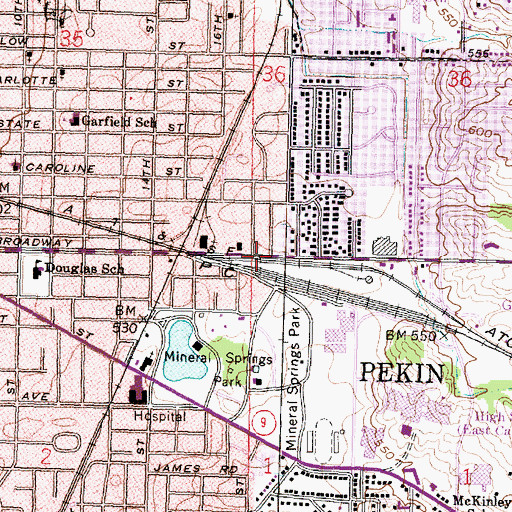 Topographic Map of City of Pekin, IL