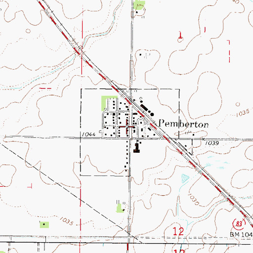 Topographic Map of City of Pemberton, MN