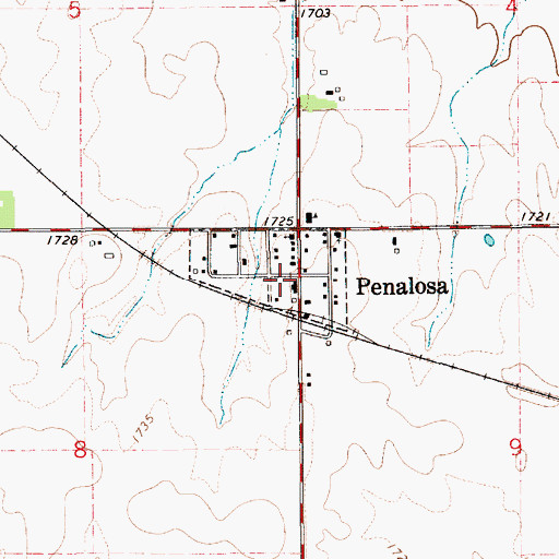 Topographic Map of City of Penalosa, KS