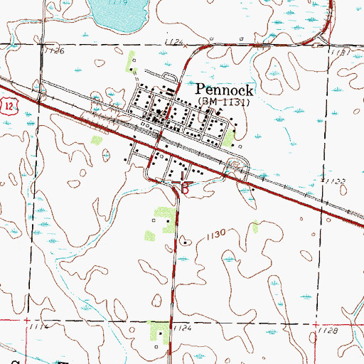Topographic Map of City of Pennock, MN