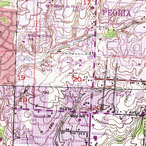 Topographic Map of City of Peoria, IL
