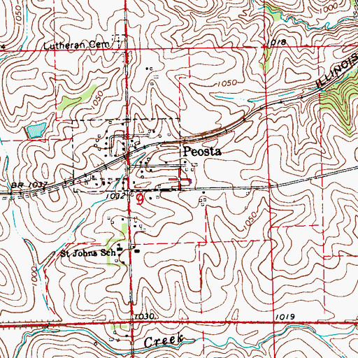 Topographic Map of City of Peosta, IA