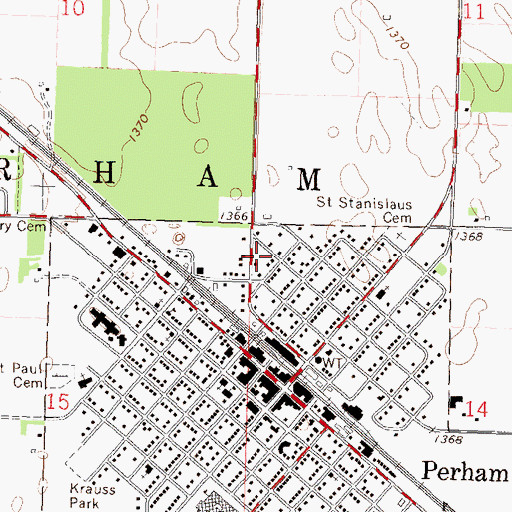 Topographic Map of City of Perham, MN