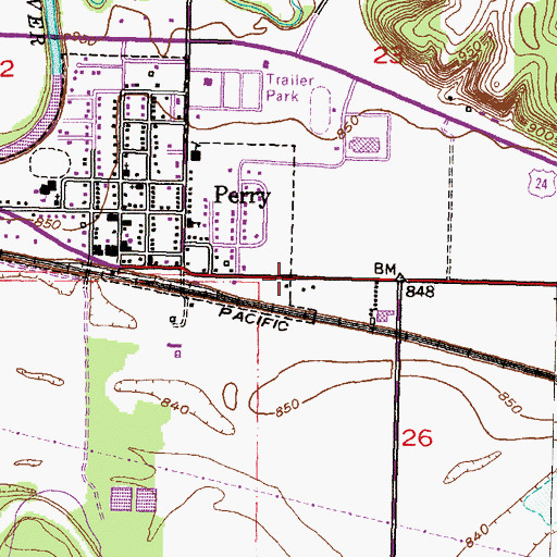 Topographic Map of City of Perry, KS