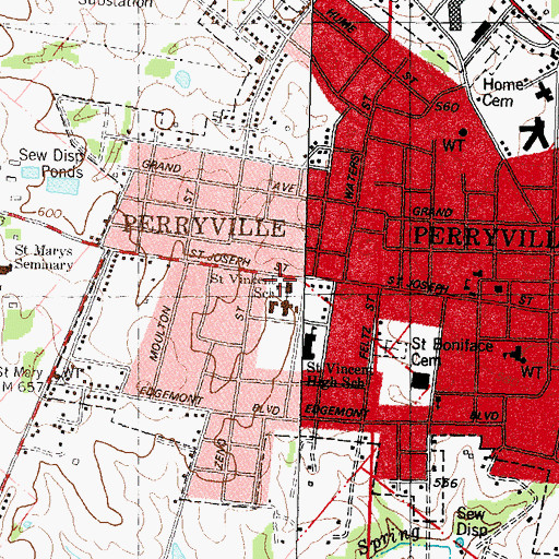 Topographic Map of City of Perryville, MO