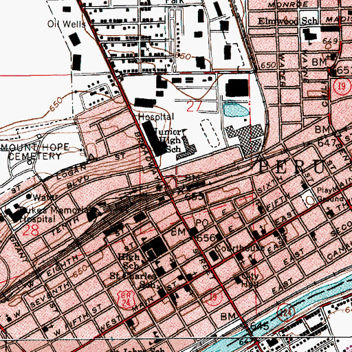 Topographic Map of City of Peru, IN
