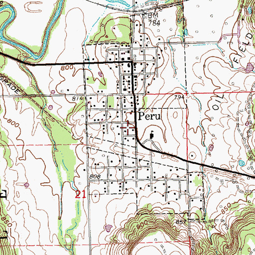 Topographic Map of City of Peru, KS
