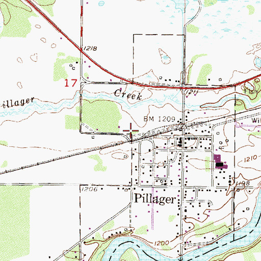 Topographic Map of City of Pillager, MN