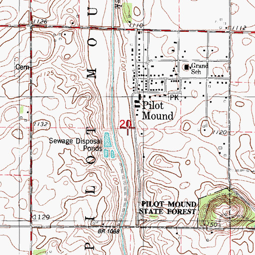 Topographic Map of City of Pilot Mound, IA