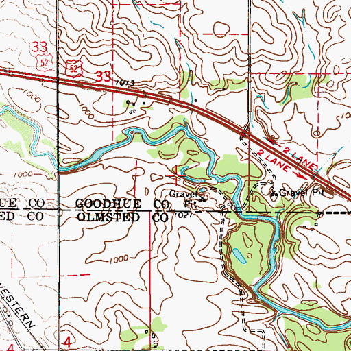 Topographic Map of City of Pine Island, MN
