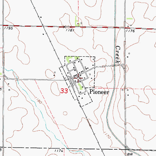 Topographic Map of City of Pioneer, IA