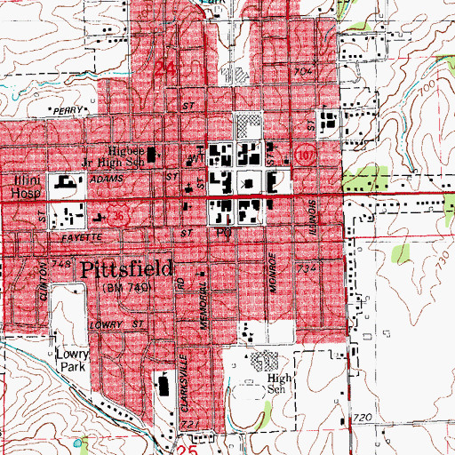 Topographic Map of City of Pittsfield, IL