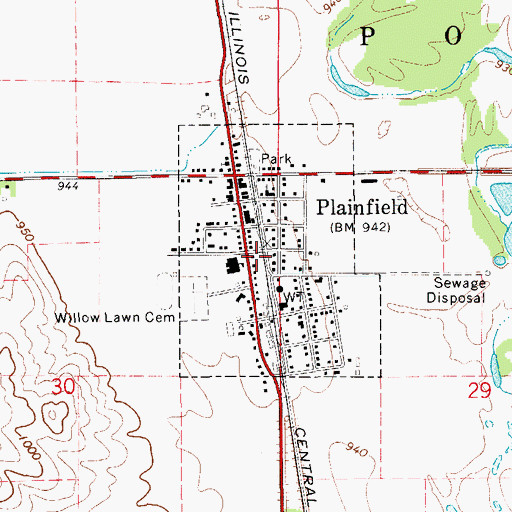 Topographic Map of City of Plainfield, IA