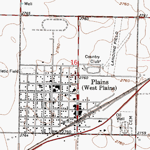 Topographic Map of City of Plains, KS
