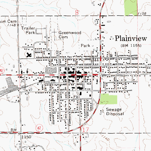 Topographic Map of City of Plainview, MN