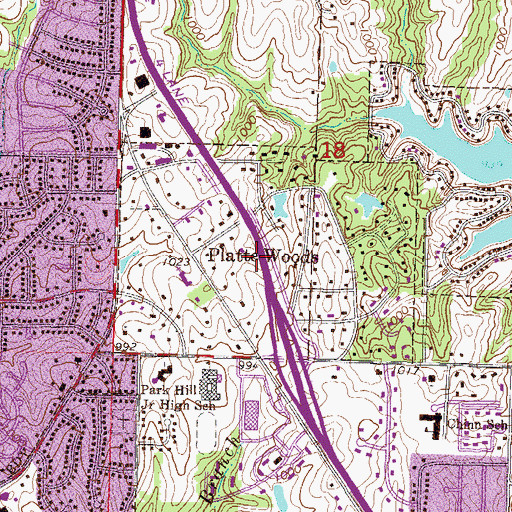 Topographic Map of City of Platte Woods, MO