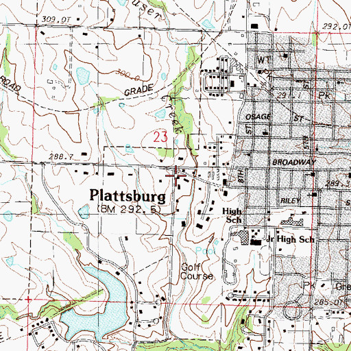Topographic Map of City of Plattsburg, MO
