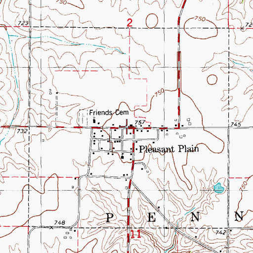 Topographic Map of City of Pleasant Plain, IA