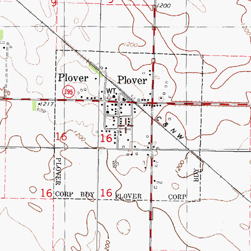 Topographic Map of City of Plover, IA
