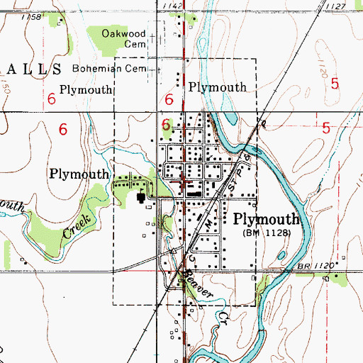 Topographic Map of City of Plymouth, IA