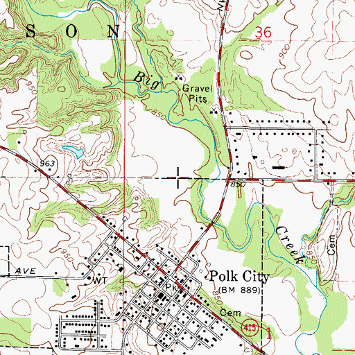 Topographic Map of City of Polk City, IA