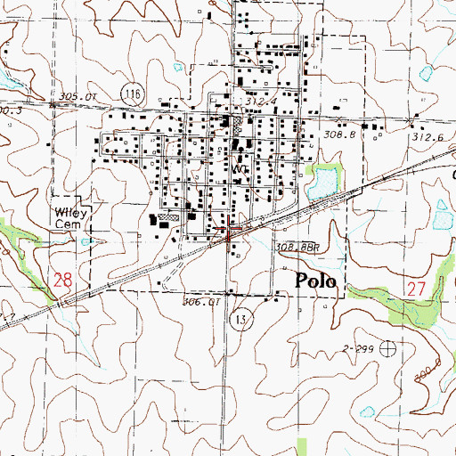 Topographic Map of City of Polo, MO