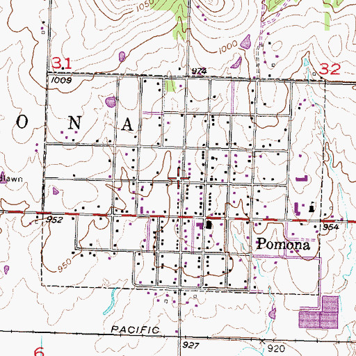 Topographic Map of City of Pomona, KS