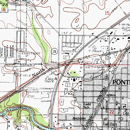 Topographic Map of City of Pontiac, IL