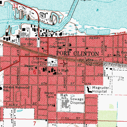 Topographic Map of City of Port Clinton, OH