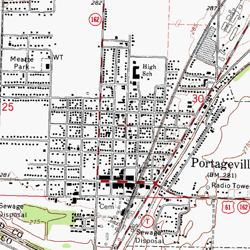 Topographic Map of City of Portageville, MO