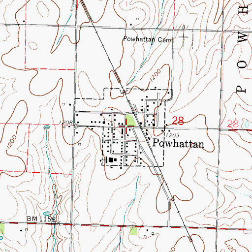 Topographic Map of City of Powhattan, KS