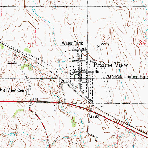 Topographic Map of City of Prairie View, KS