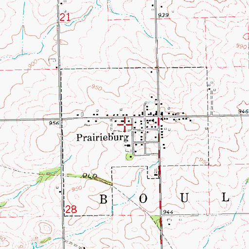 Topographic Map of City of Prairieburg, IA