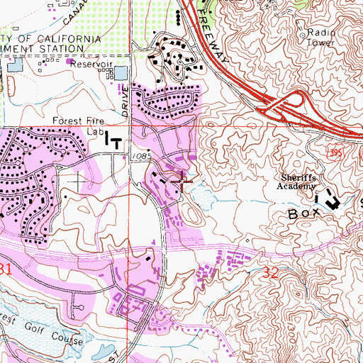Topographic Map of Box Springs Canyon, CA