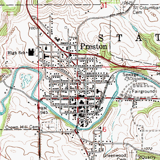 Topographic Map of City of Preston, MN