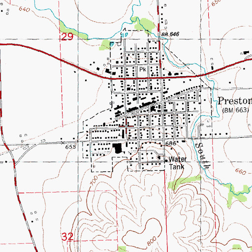 Topographic Map of City of Preston, IA