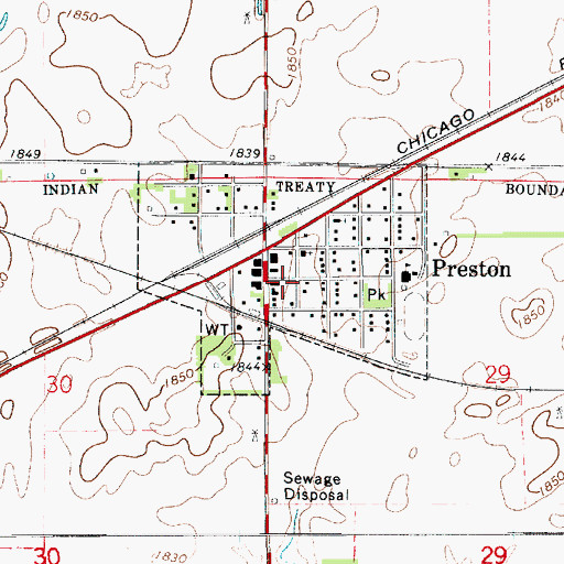 Topographic Map of City of Preston, KS