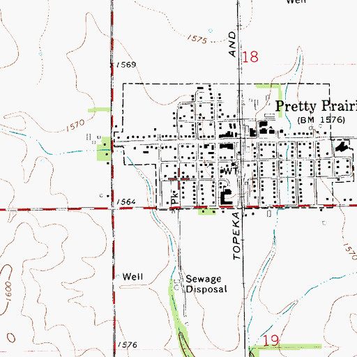 Topographic Map of City of Pretty Prairie, KS