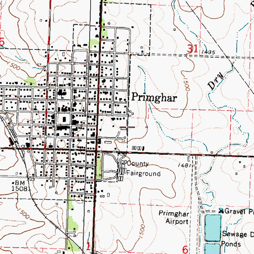 Topographic Map of City of Primghar, IA
