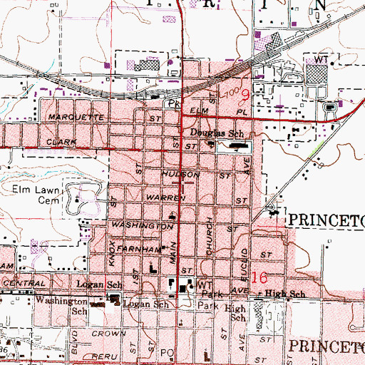 Topographic Map of City of Princeton, IL